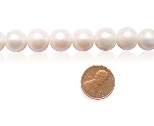 White 12-13mm Round Pearls on Temporary Strand