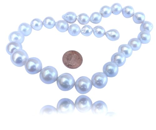 White Stunning Large Round Fresh Water Cultured Pearls 11-12mm (15