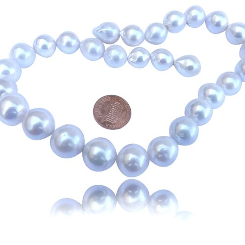 12-15mm Huge Round White Pearls on a Strand