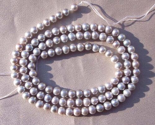 Grey 3-4mm Round Pearl Strand