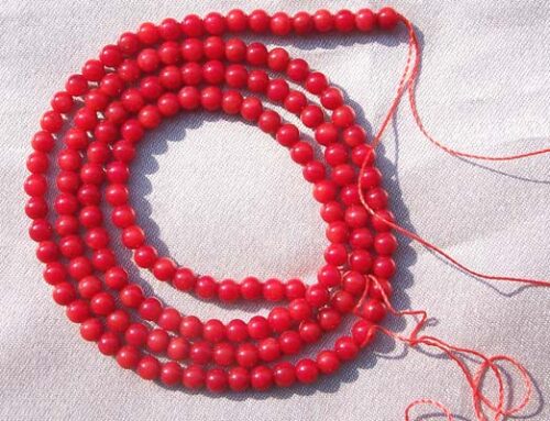 Red 2mm Round Coral Beads on Temporary Strand