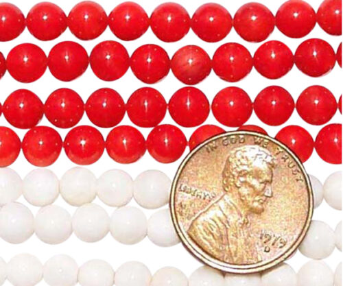 5-6mm Genuine Round Coral Beads on Temporary Strand