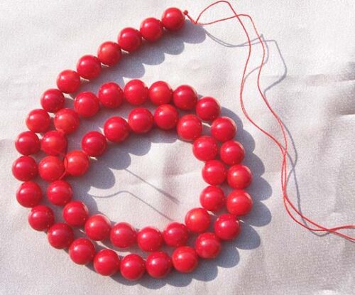 Red 8-9mm Round Coral Beads on Temporary Strand