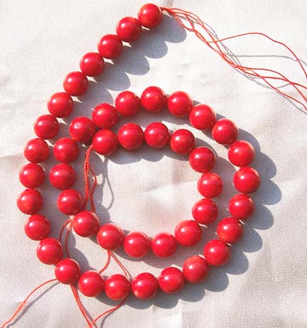Red 9-10mm Round Coral Beads on Temporary Strand