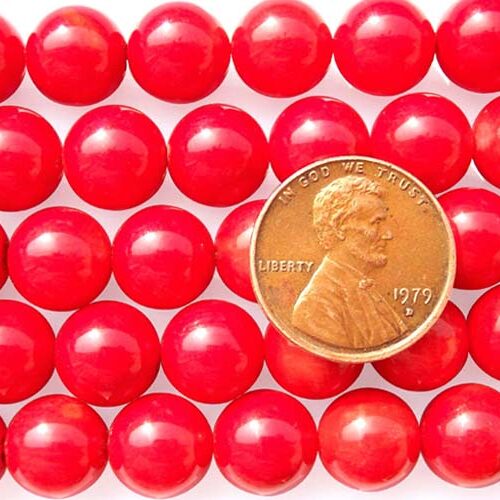 Red 10-11mm Round Coral Beads on Temporary Strand