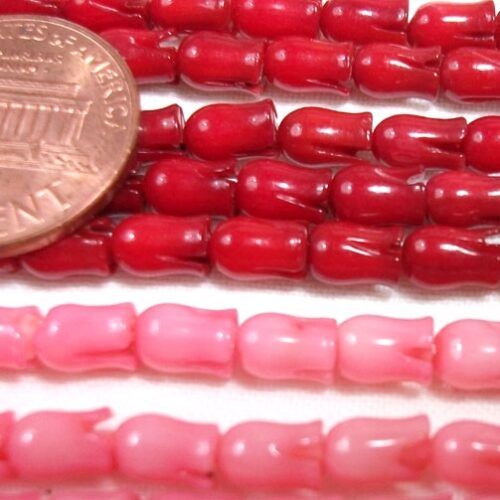 4x6.5mm Genuine Red and Pink Coral in Vase shape