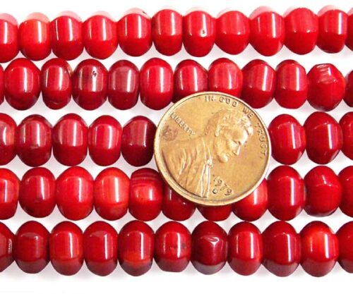Red 6x8mm Coral Beads on Temporary Strand