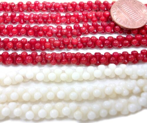 Real Coral Gemstone, Double Sided 3-3.5mm Round Coral Beads