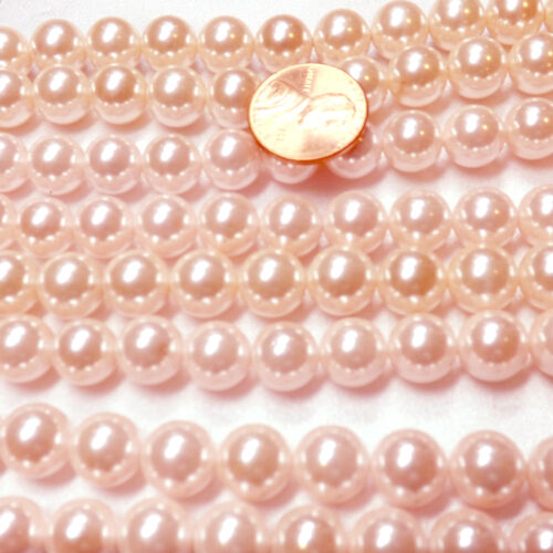 Pale Pink Colored 10mm South Sea Shell Pearls on Temporary Strands