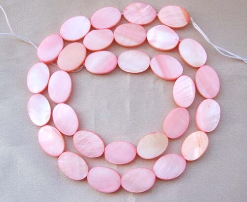 Baby Pink 10X14mm Oval Mother of Pearl Beads on Temporary Strand
