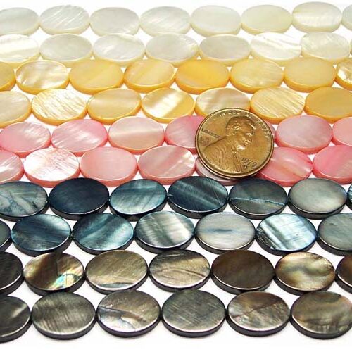 36pc Mother of Pearl MOP Beads; Dark Purple 18mm Flat Oval Beads; CLEARANCE