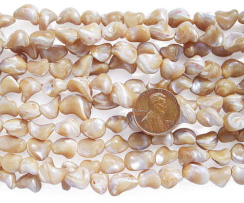 Beige 8-10mm Irregular Sea Shell Beads on Temporary Strand
