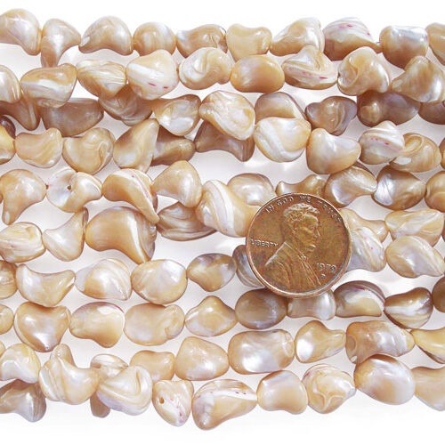 Beige 8-10mm Irregular Sea Shell Beads on Temporary Strand