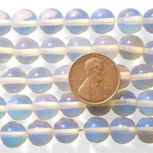 Blueish/Silverish 10mm Round Opal Glass Beads on Temporary Strand