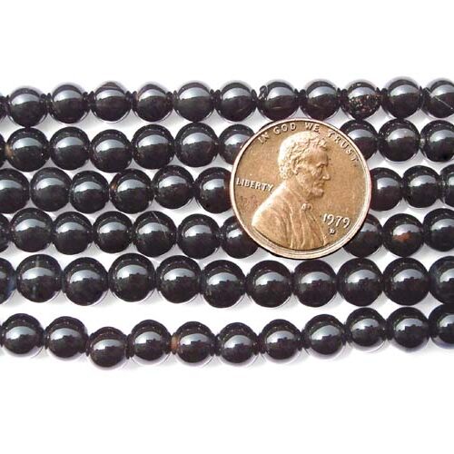 Black 6mm Round Onyx Beads on Temporary Strand