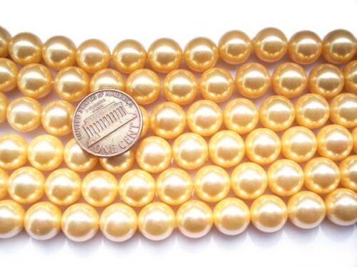 Gold 10mm South Sea Shell Pearl Strands