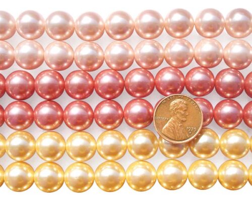 Pale Pink, Rose Pink and Gold 12mm SSS Pearl Strands