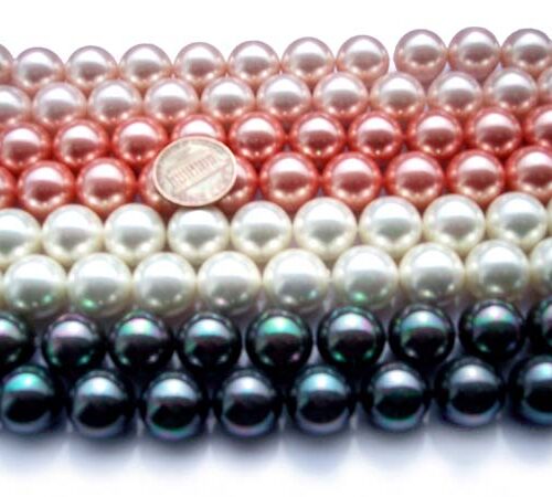 Light Pink, Rose Pink, White and Black 14mm SSS Pearl Strands