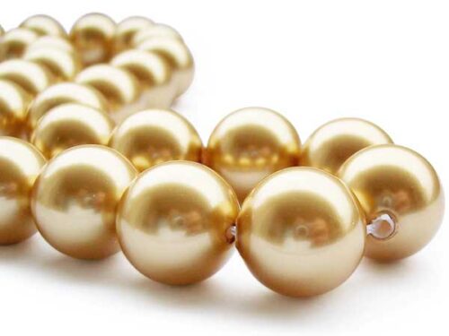 Champagne 14mm Southsea Shell Pearl Strand, 2mm Holes