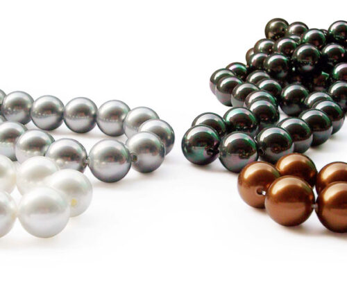 White, Silver Grey, Peacock Black and Chocolate 14mm Southsea Shell Pearl Strands, 2mm Holes