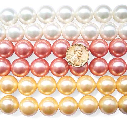 White, Rose Pink and Gold 16mm SSS Pearl Strands