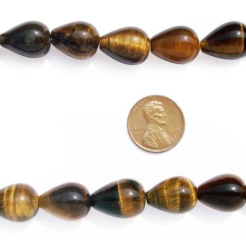 Tigers Eye 12x16mm Drop Shaped Beads on Temporary Strand