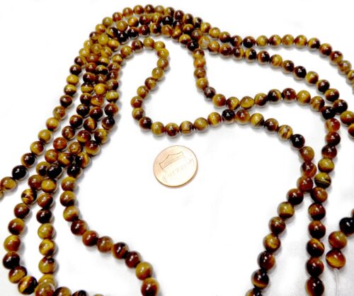6mm Round Tigers Eye Beads on Temporary Strand