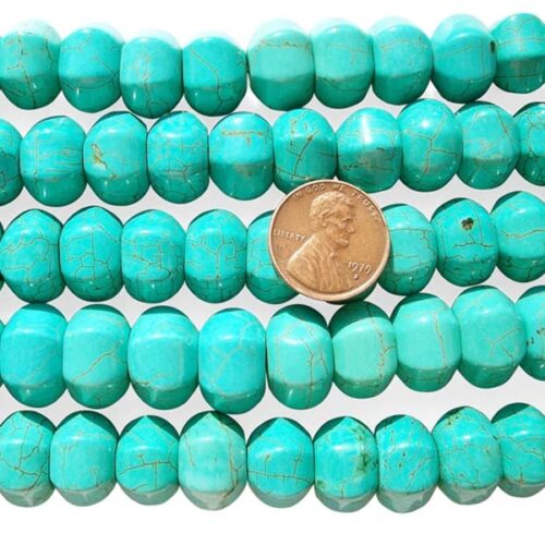 Teal Green 10x14mm Lantern Shaped Stabilized Turquoise Beads on Temporary Strands