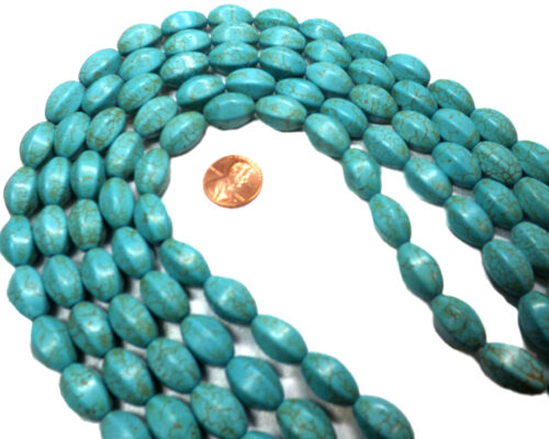 8x16mm Edged Stabilized Turquoise Beads in Tube Shape