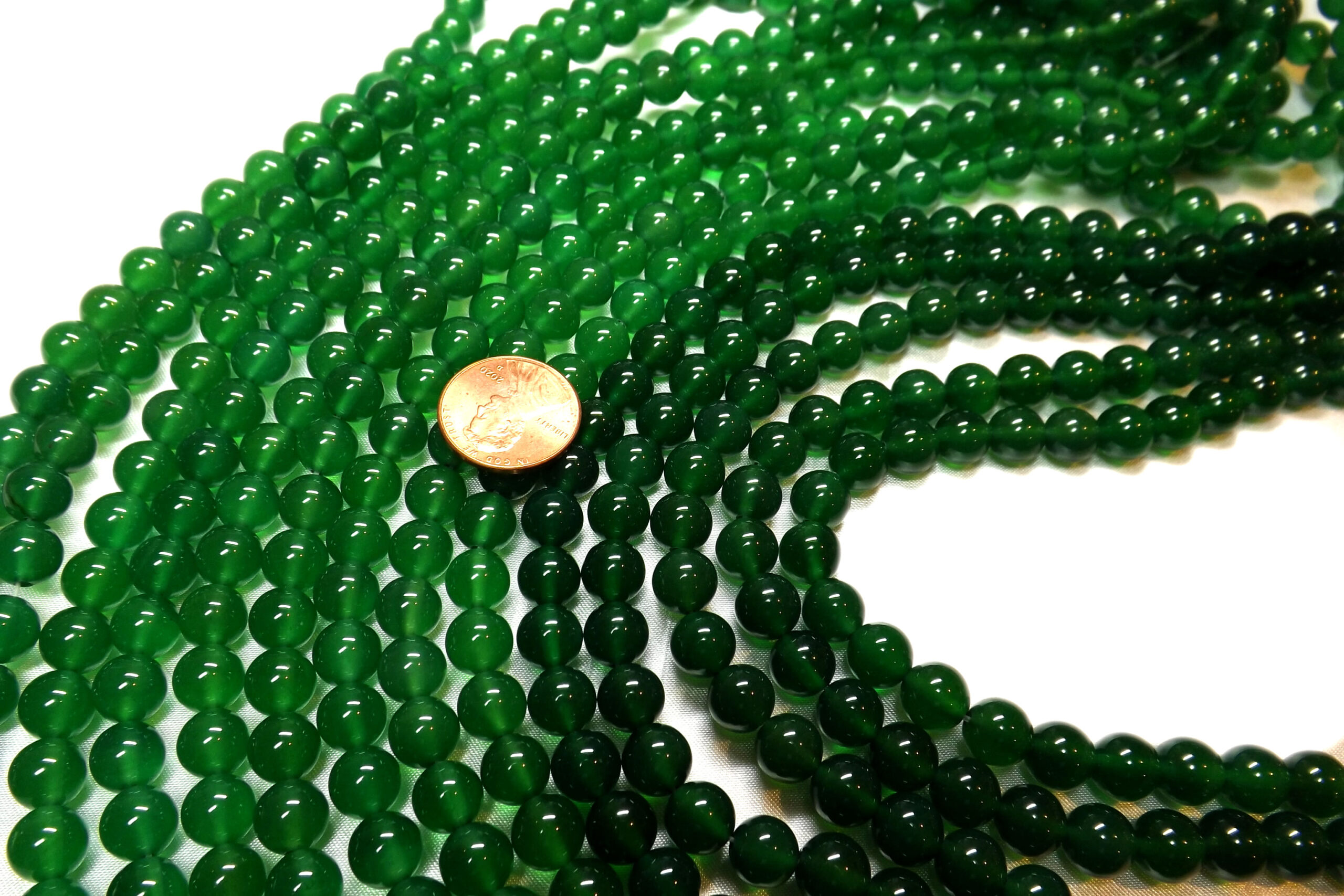 8mm Round Jade Beads on Temporary Strand Dark Green or Light Green