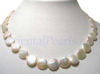Large 12mm White Coin Pearl Necklace