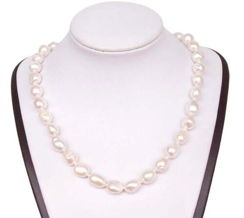 White 9-10mm Baroque Pearl Silver Necklace