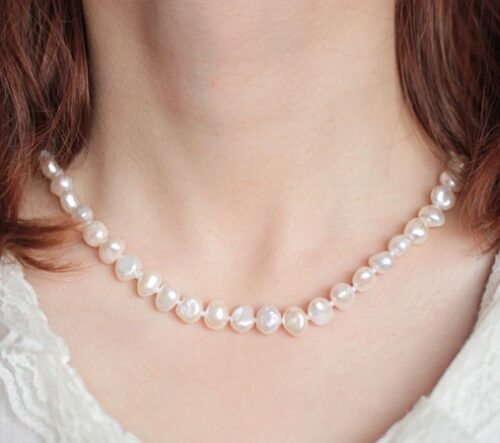 White 8-9mm AA+ Pearls Unique Baroque Pearl Necklace