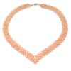 Pink 3.5-4.5mm 5 Rows Multi-strand Pearl Silver Choker