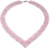 Mauve 3.5-4.5mm 5 Rows Multi-strand Pearl Silver Choker