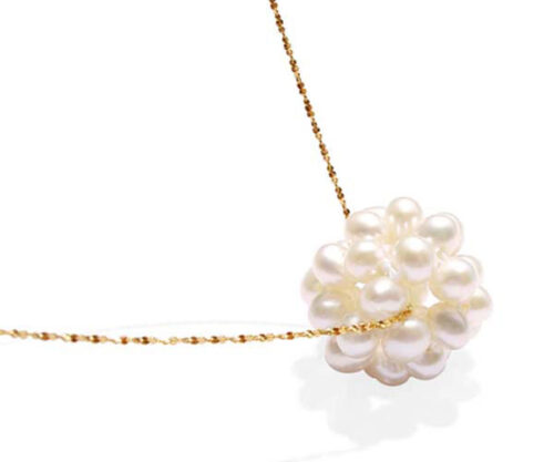 White 14k YG Genuine Pearl Necklace, 16in