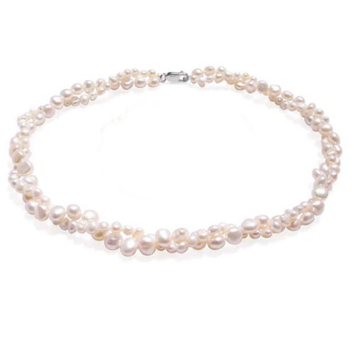 7-8mm and 4-5mm Double Strand White Baroque Pearl Necklace