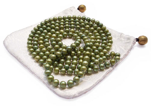 Peacock Green 6-7mm Classless Pearl Rope Necklace 50in Long