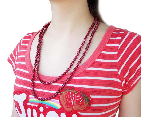 Claspless 67mm Round Pearl Necklace 50 Inches Long