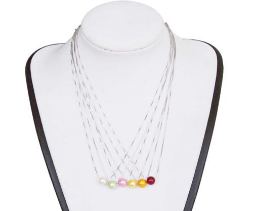 White, Light Green, Baby Pink, Light Yellow, Gold, Cranberry 7-8mm AAA Round Add-a-Pearl Necklace, 925 SS