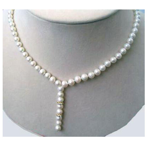 Lariat White Pearl Tin-cup Necklace