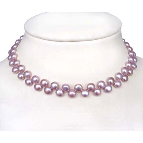 7-7.5mm Pancake Pearl Necklace in 925 Silver