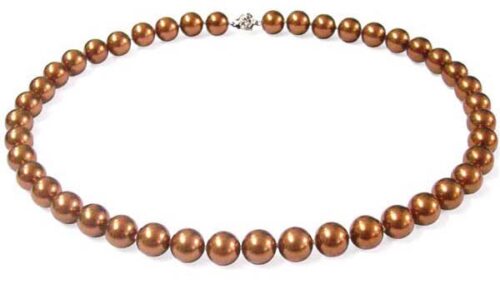 Chocolate 12mm SSS Pearl Necklace in 925 SS