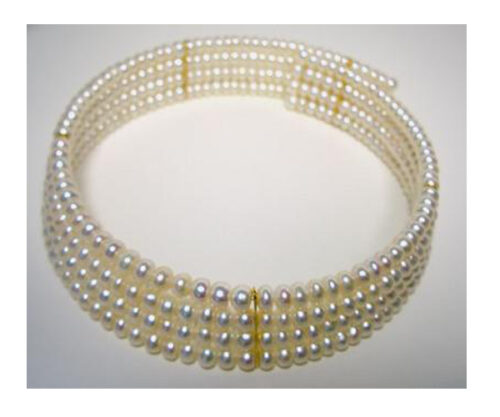 Princess Diana Striking 4 Row 5-6mm Pearl Collar Necklace