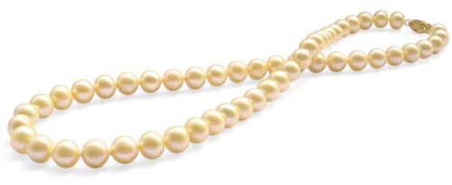 8-9mm AA Mauve Round Pearl Necklace 14K Gold Clasp