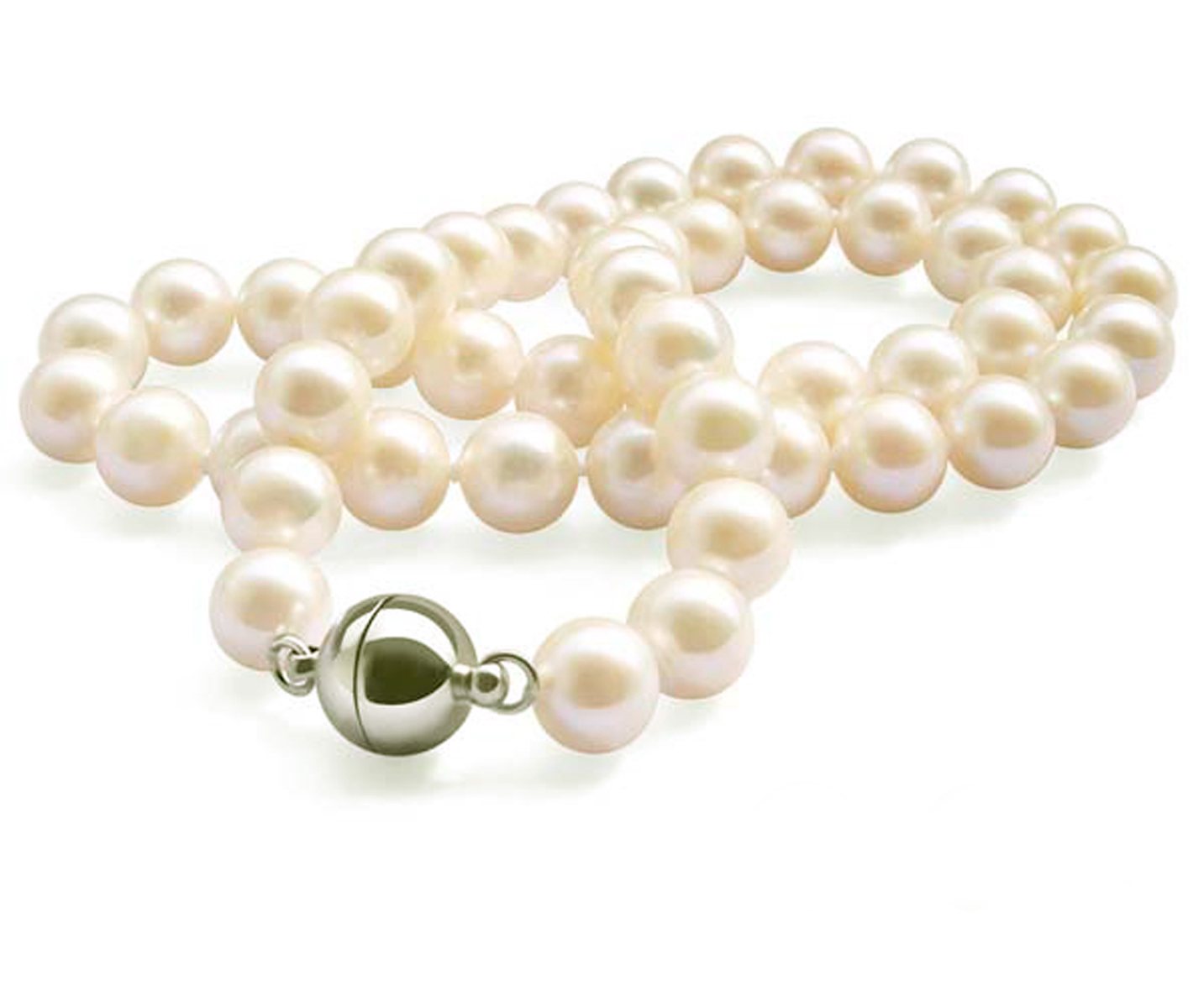 Gem Buckle Multiple Strand Pearl Necklace - Pearl & Clasp