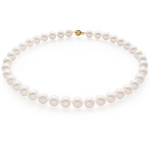11-12mm Round Pearl Necklace 14K Gold