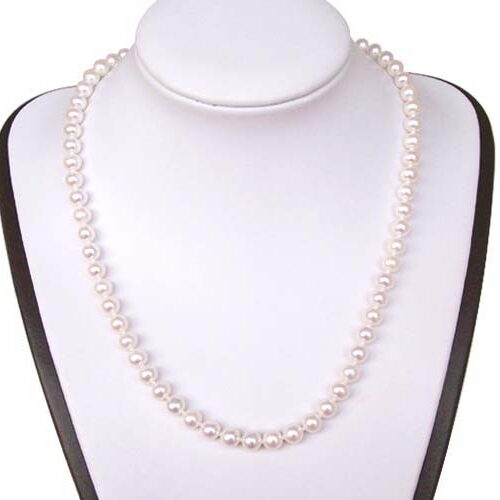 7.5-8.5mm AA Round Pearl Necklace at 17 inches with 14k Gold Clasp