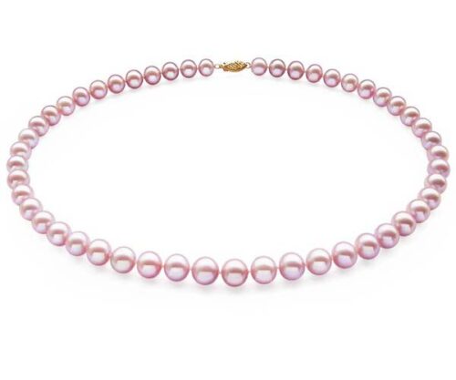 9-9.5mm AAA Gem Quality Mauve Pearl Necklace, 14K