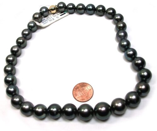 12-14mm Round Black Tahitian Pearl Necklace